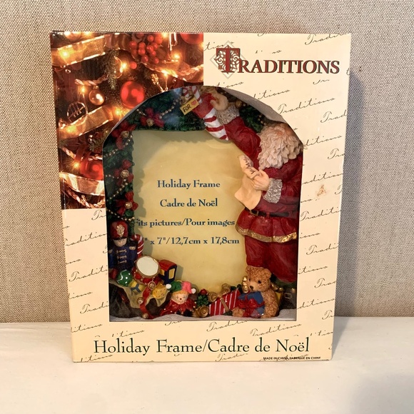 Traditions Hand Painted Photo Holiday Christmas Frame "5 x 7" - Picture 1 of 9